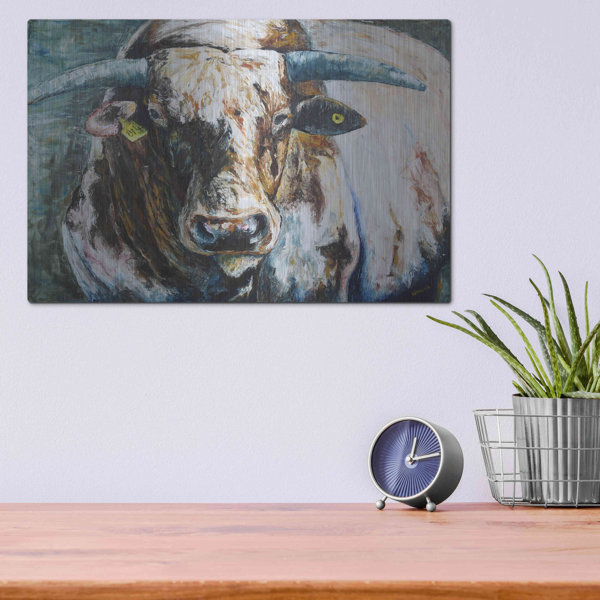 Union Rustic Big Bull On Metal by Renee Gould Painting Wayfair